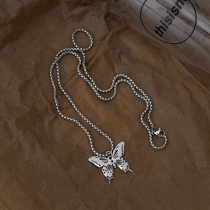 14K Gold-Plated Hollow Butterfly Necklaces