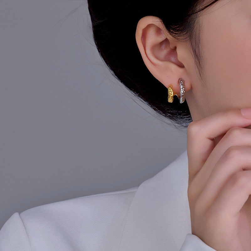 14K Gold-Plated Hollow Double-Layer Stud Earrings