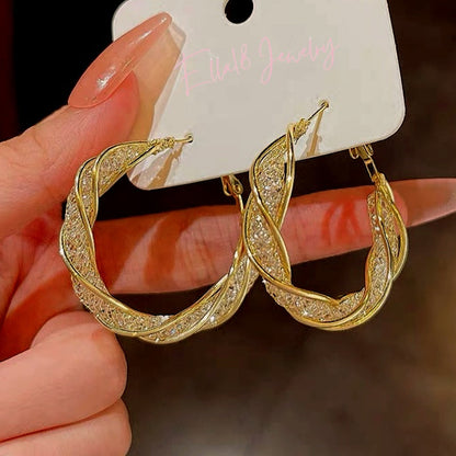 14K Gold-Plated Hollow Twisted Hoop Earrings