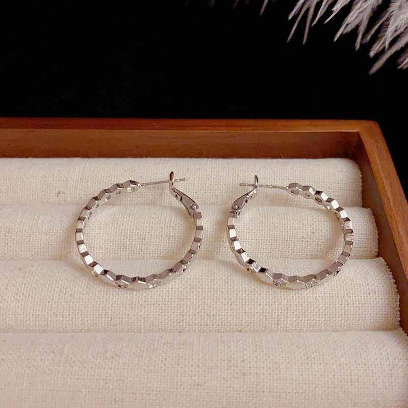 14K Gold-Plated Honeycomb Large Hoop Earrings