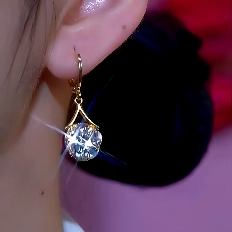 14K Gold-Plated Hot Style Zircon Water Drop Earrings