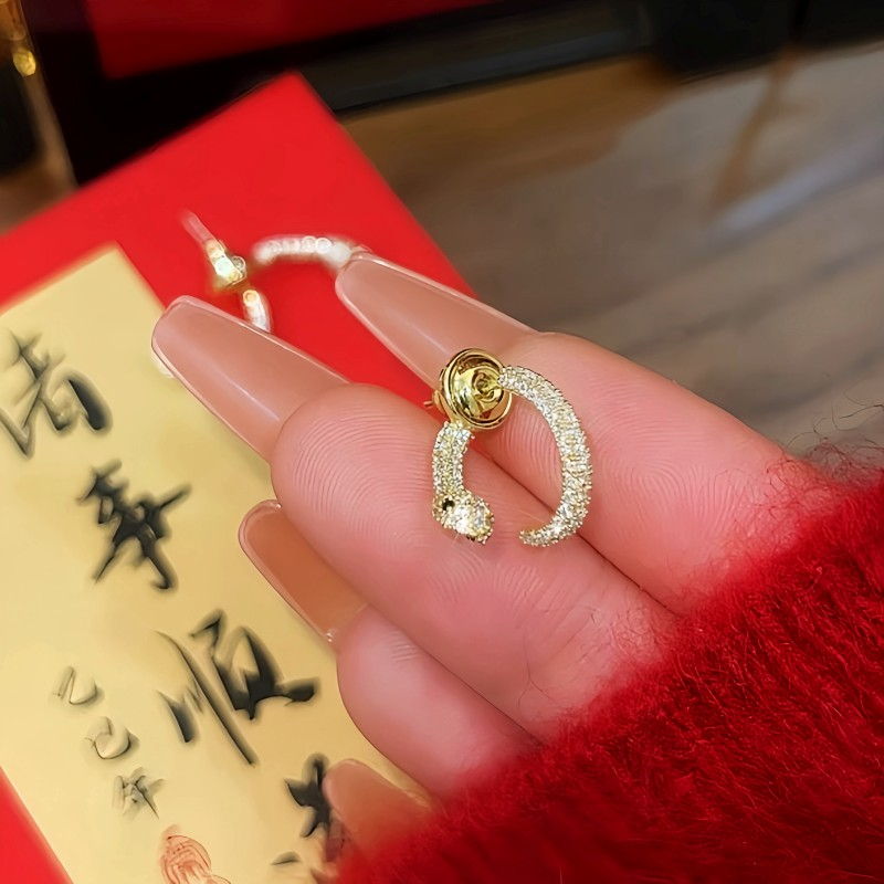 14K Gold-Plated Interlaced Snake Head And Tail Earrings