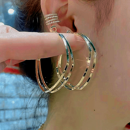 14K Gold-Plated Irregular Large Hoop Earrings