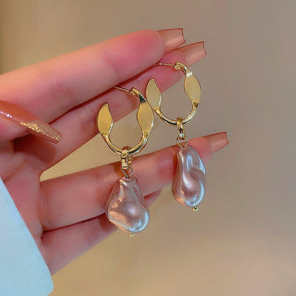 14K Gold-Plated Irregular Pearl Earrings