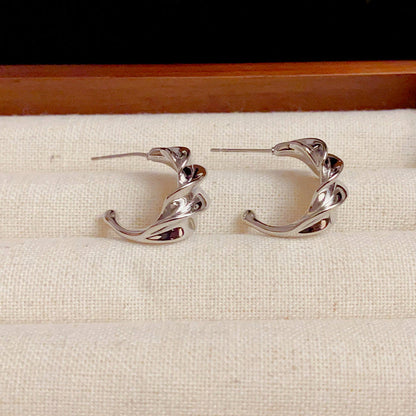 14K Gold-Plated Irregular Twist C Earrings