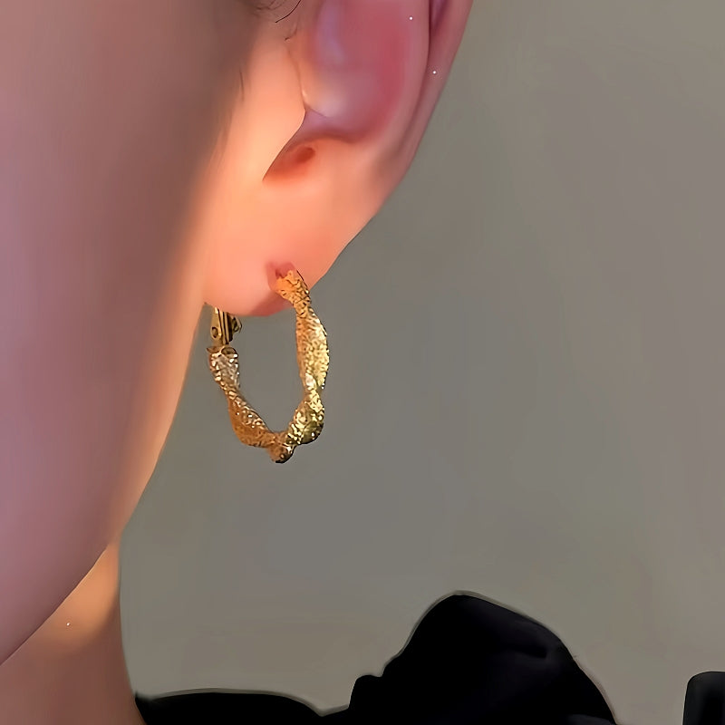 14K Gold-Plated Irregular Twist Hoop Earrings
