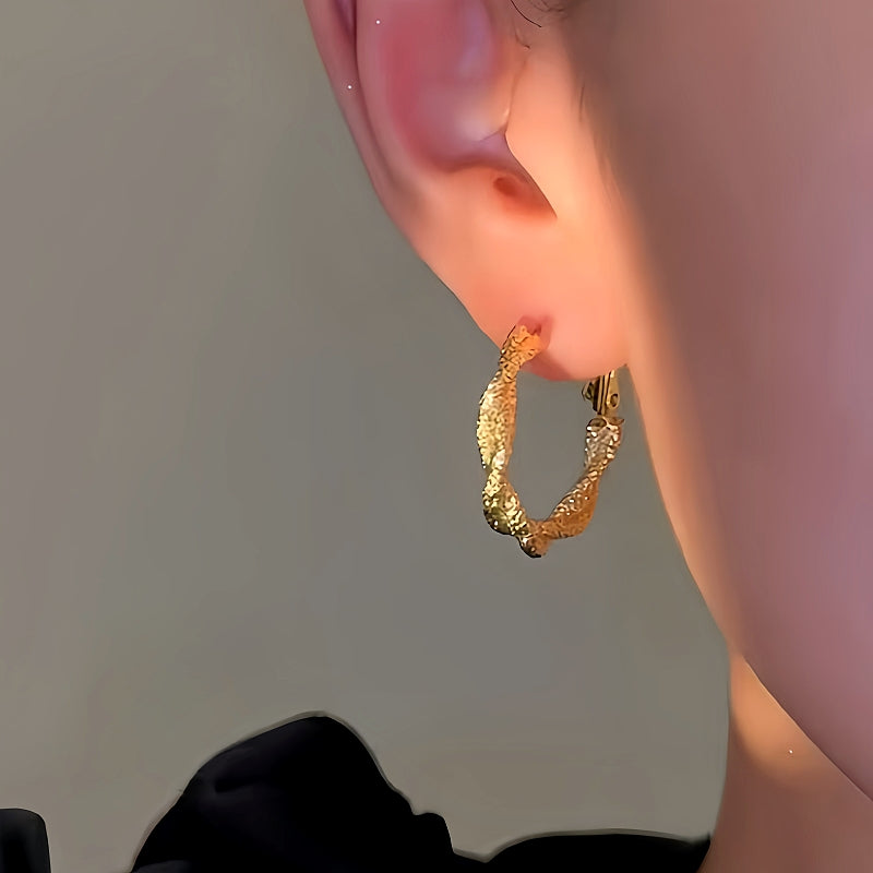 14K Gold-Plated Irregular Twist Hoop Earrings