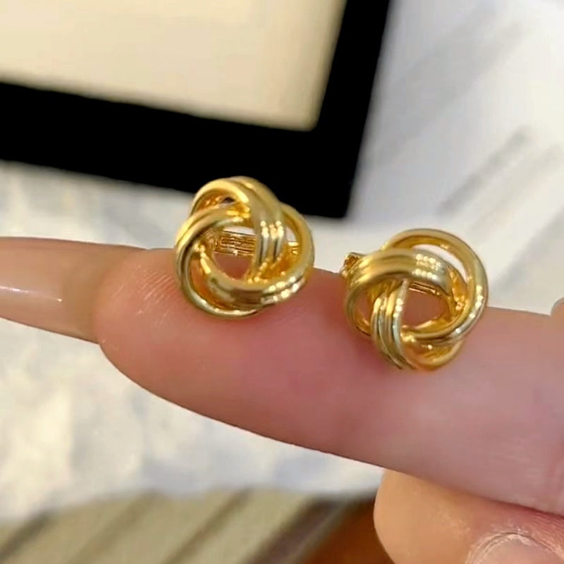 14K Gold-Plated Knotted Stud Earrings
