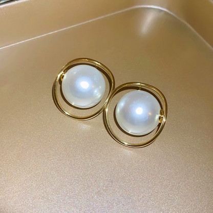 14K Gold-Plated Large Pearl Earrings