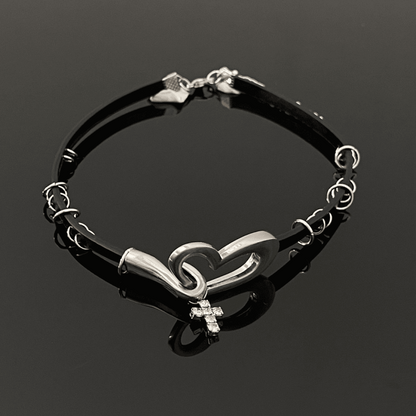 14K Gold-Plated Leather Heart-Design Choker