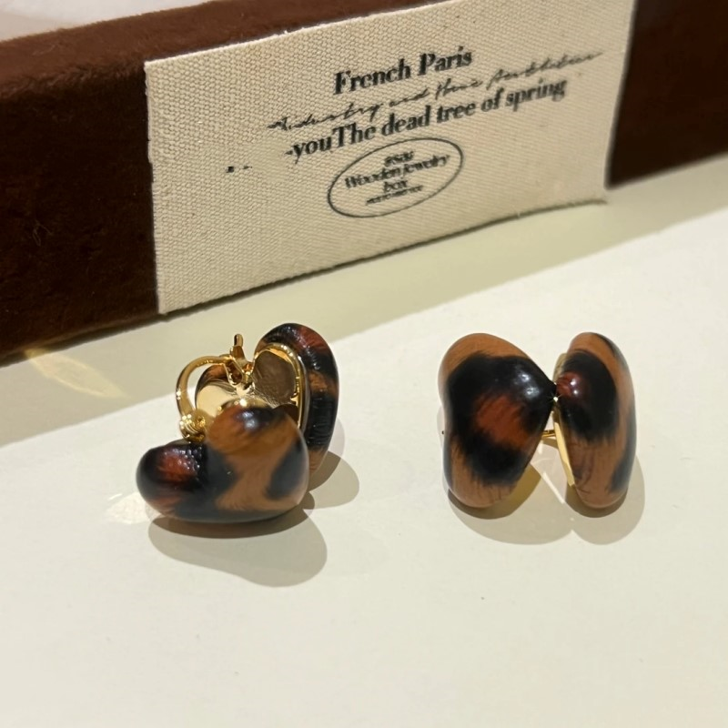 14K Gold-Plated Leopard Heart Earrings