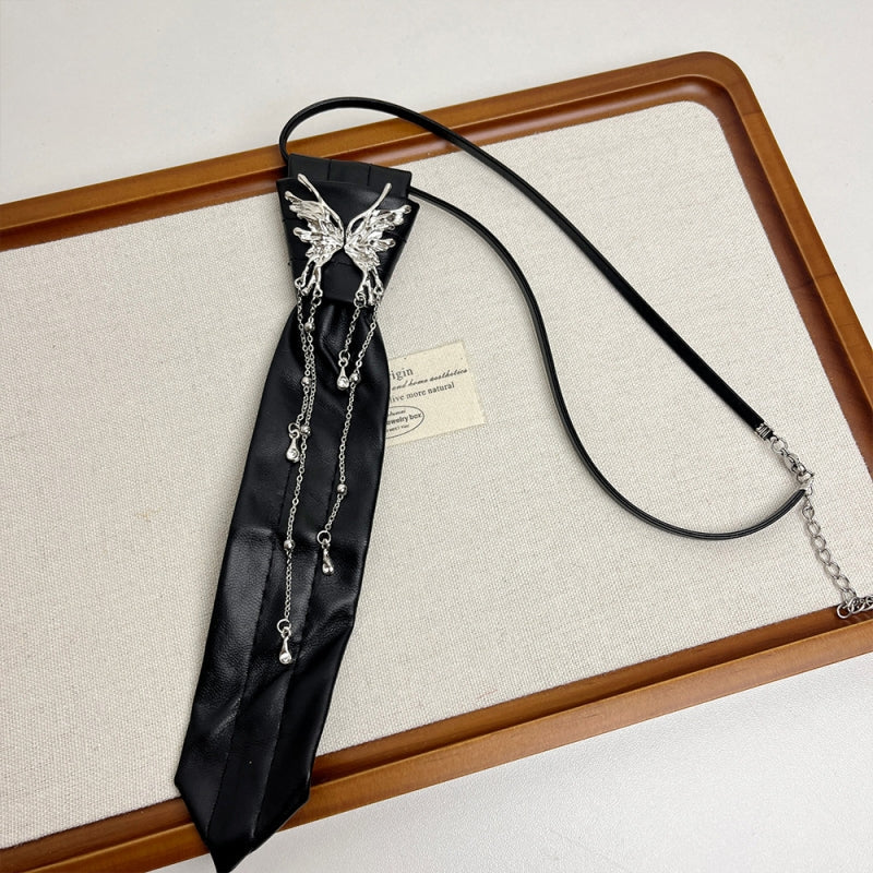 14K Gold-Plated Long Stackable Butterfly Tie Necklace