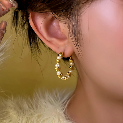 14K Gold-Plated Love Bead Hoop Earrings