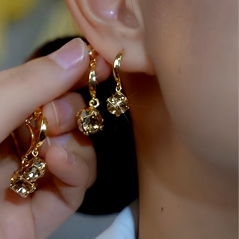 14K Gold-Plated Luxury Brown Cube Earrings