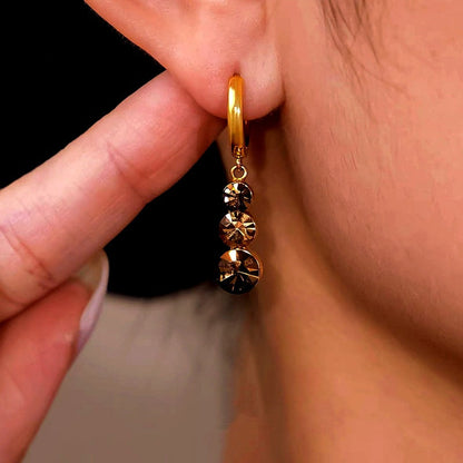 14K Gold-Plated Luxury Brown Zircon Tassel Earrings