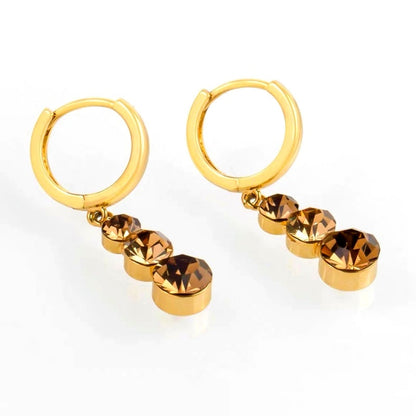14K Gold-Plated Luxury Brown Zircon Tassel Earrings