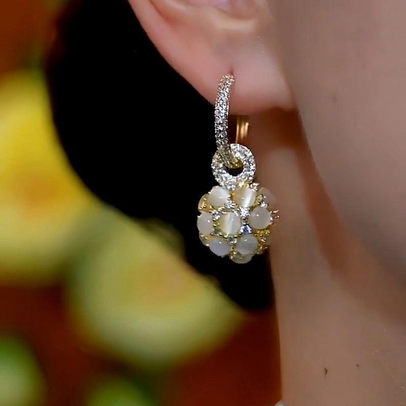14K Gold-Plated Luxury Cat's Eye Ball Earrings