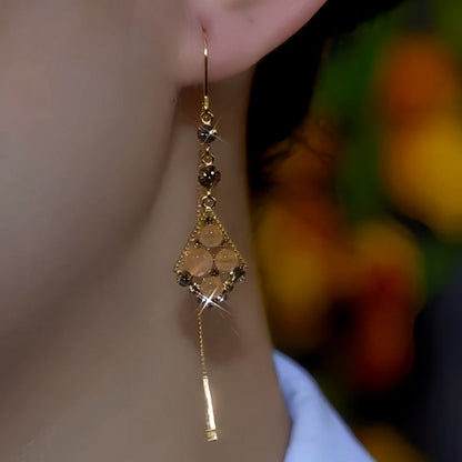 14K Gold-Plated Luxury Cat's Eye Zircon Threader Earrings