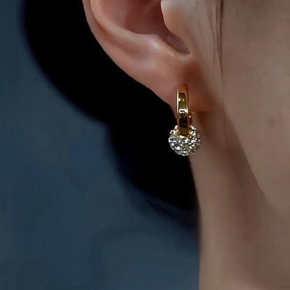 14K Gold-Plated Luxury Diamond Ball Earrings