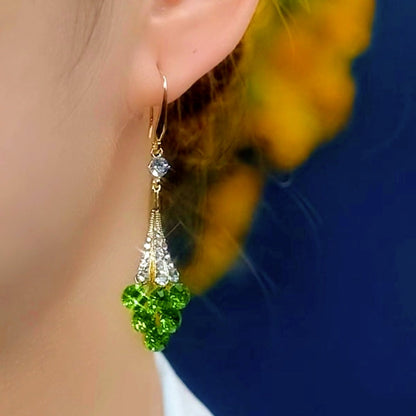 14K Gold-Plated Luxury Diamond Crystal Earrings
