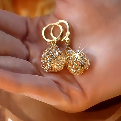14K Gold-Plated Luxury Diamond Drop Earrings