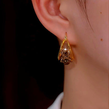 14K Gold-Plated Luxury Diamond Hoop Earrings