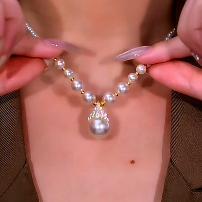 14K Gold-Plated Luxury Diamond Pearl Necklaces