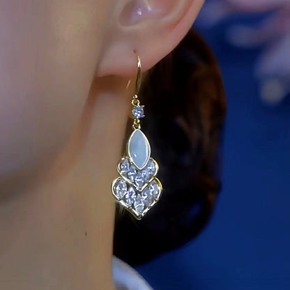 14K Gold-Plated Luxury Diamond Tassel Ear Hook Earrings