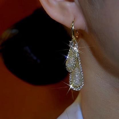 14K Gold-Plated Luxury Double Water Drop Earrings