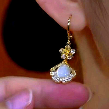 14K Gold-Plated Luxury Flower Leaf Earrings