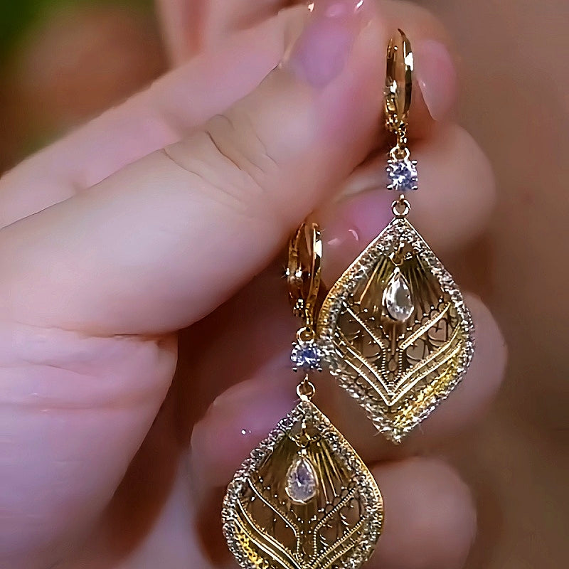 14K Gold-Plated Luxury Hellow Leaf Earrings
