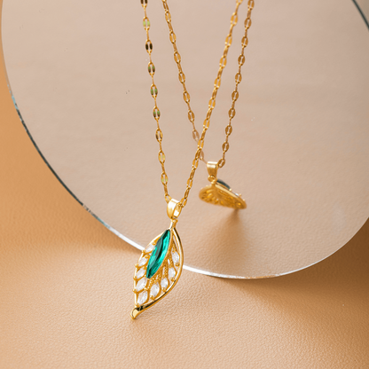 14K Gold-Plated Luxury Leaf Pendant Necklaces