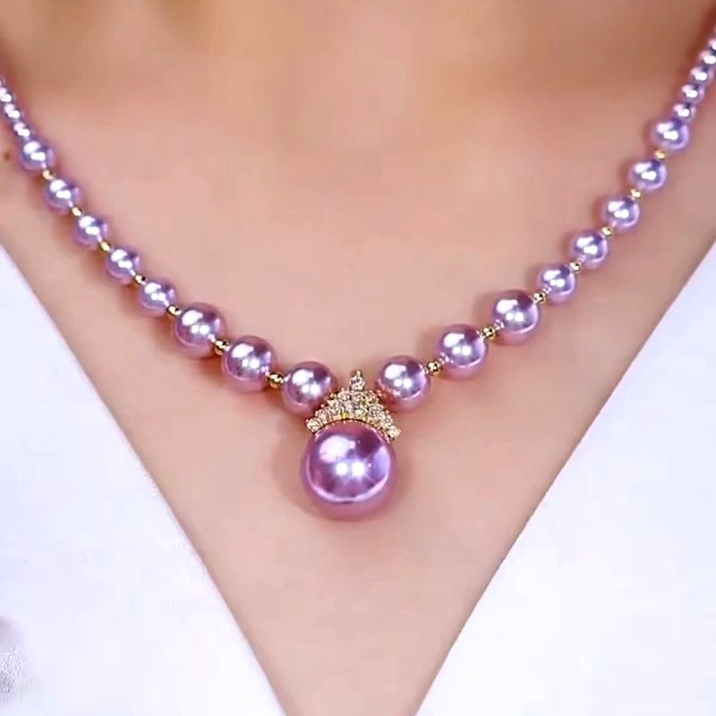 14K Gold-Plated Luxury Manta Rose Purple Pearl Necklaces