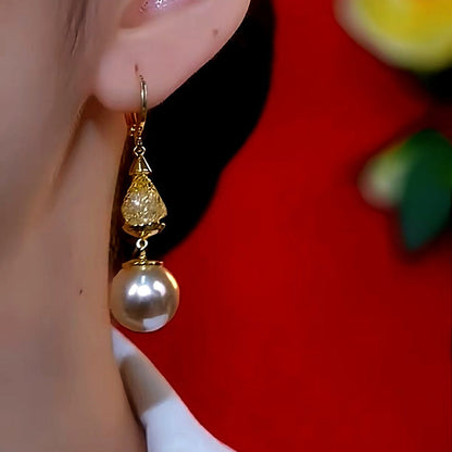 14K Gold-Plated Luxury Mesh Pearl Earrings