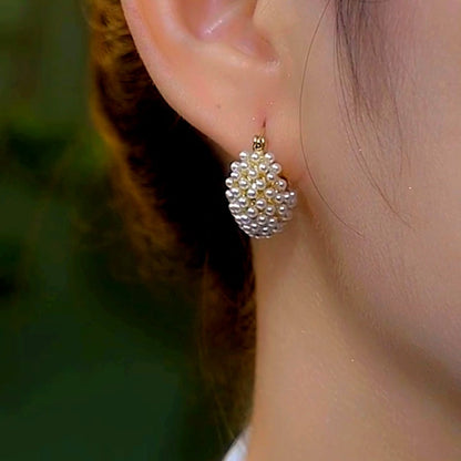 14K Gold-Plated Luxury Pearl Bag Earrings