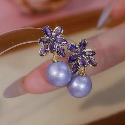 14K Gold-Plated Luxury Pearl Flower Earrings