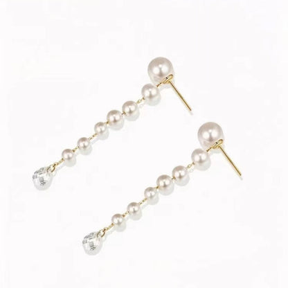 14K Gold-Plated Luxury Pearl Tassel Earrings