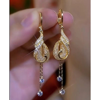 14K Gold-Plated Luxury Phoenix Tassel Earrings