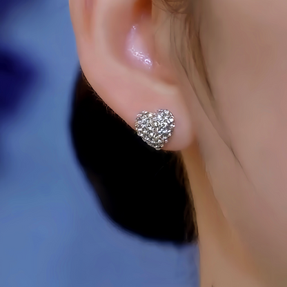14K Gold-Plated Luxury Purple Pearl Diamond Heart Earrings