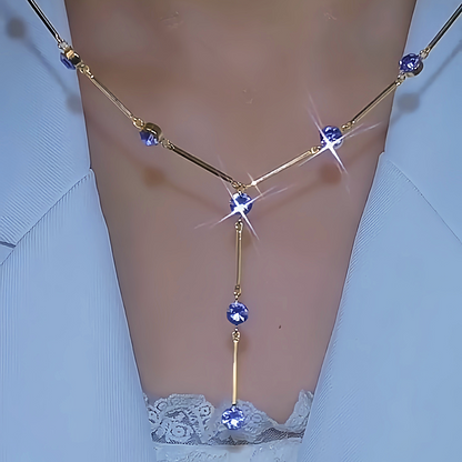 14K Gold-Plated Luxury Purple Zircon Y-Shaped Necklaces
