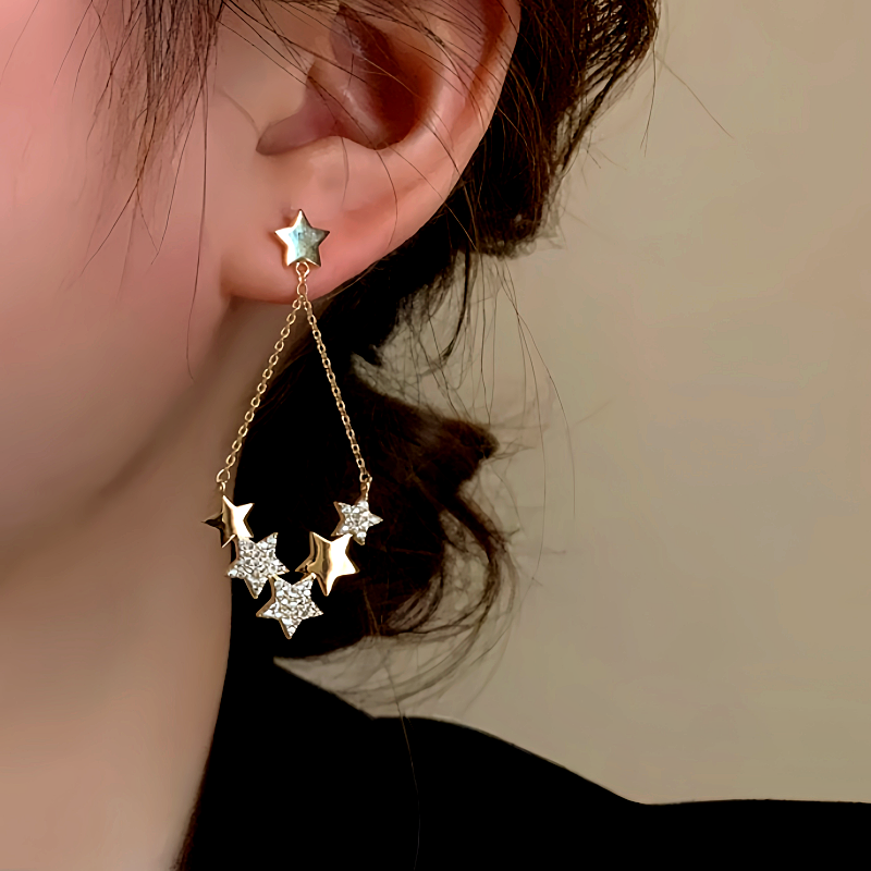 14K Gold-Plated Luxury Star Tassel Earrings