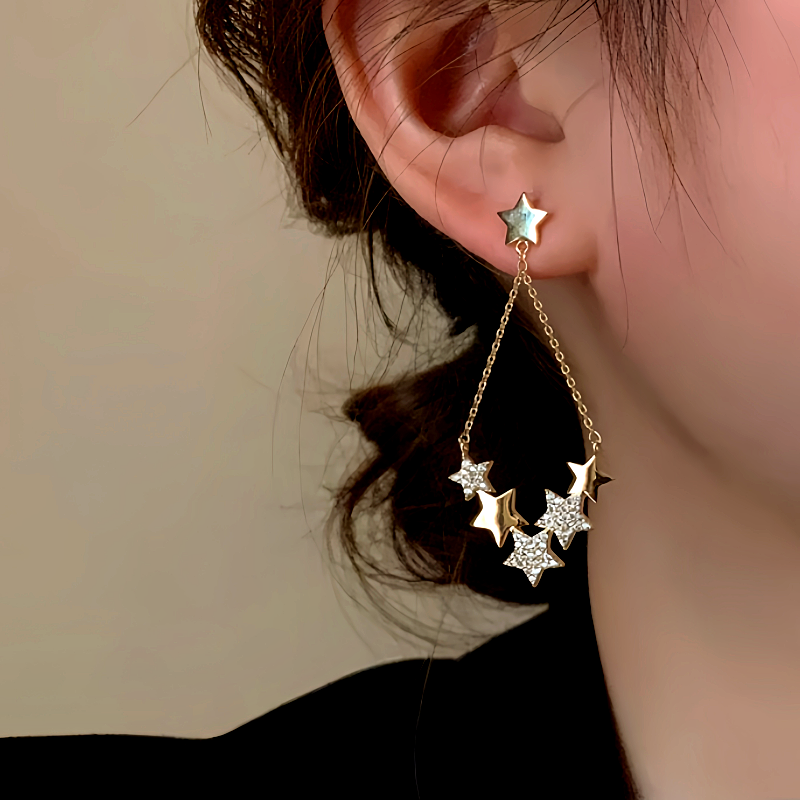 14K Gold-Plated Luxury Star Tassel Earrings