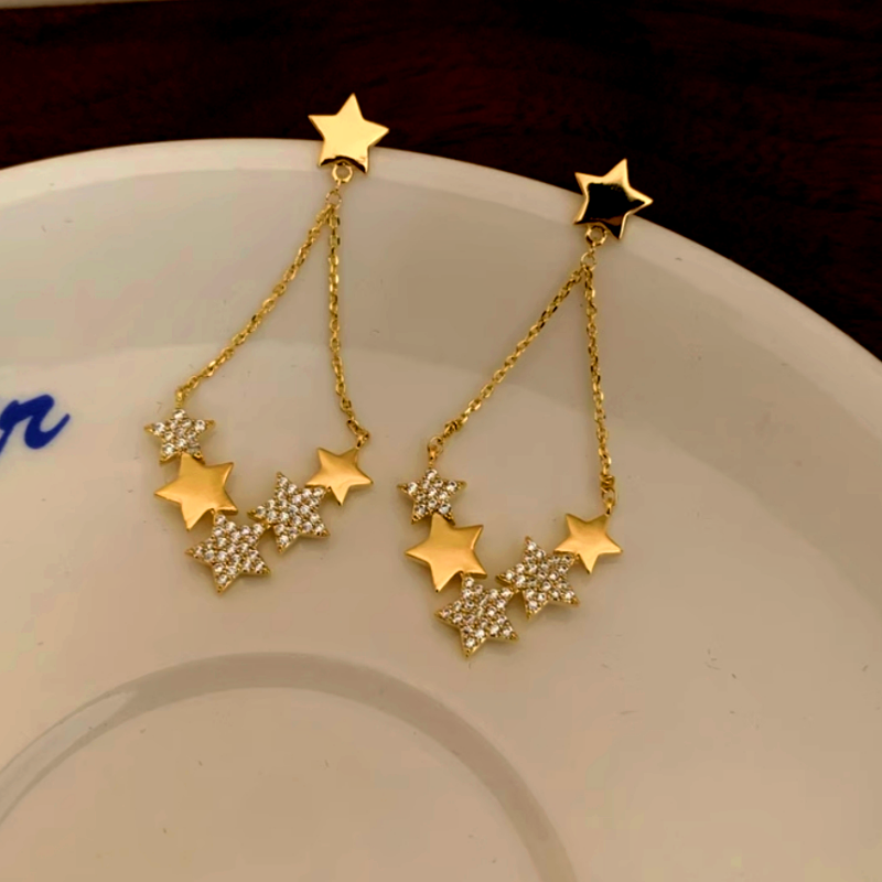 14K Gold-Plated Luxury Star Tassel Earrings