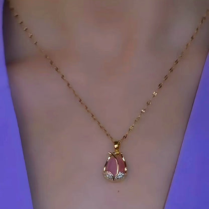 14K Gold-Plated Luxury Tulip Pendant Necklaces