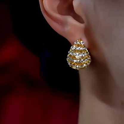 14K Gold-Plated Luxury Wine Red Glaze Earrings