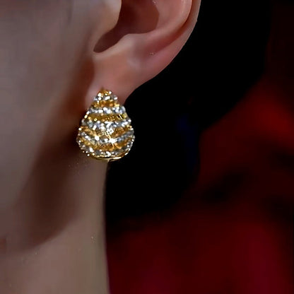 14K Gold-Plated Luxury Wine Red Glaze Earrings