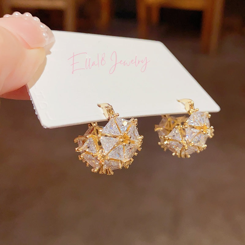 14K Gold-Plated Luxury Zircon Basket Earrings