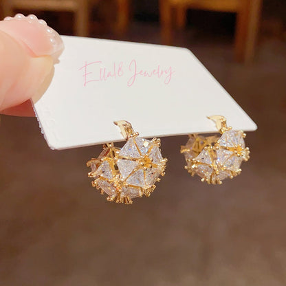 14K Gold-Plated Luxury Zircon Basket Earrings