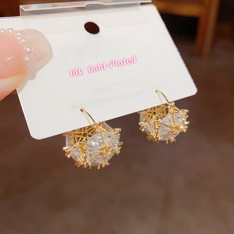 14K Gold-Plated Luxury Zircon Basket Earrings