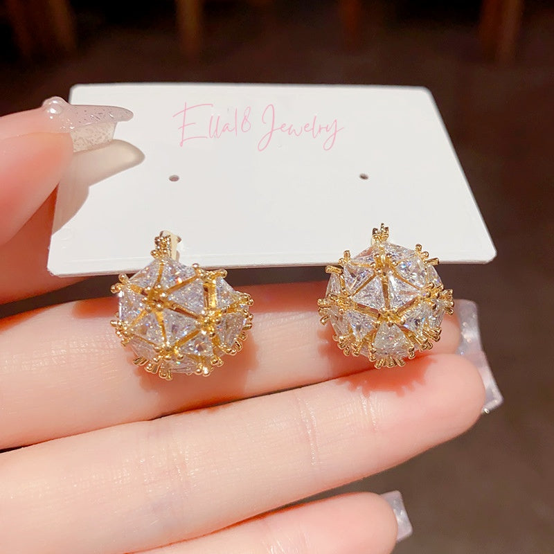 14K Gold-Plated Luxury Zircon Basket Earrings